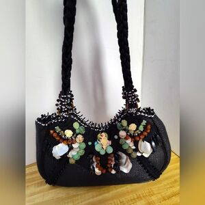 Vintage Mary Frances Beaded Sequin Stone Shells Shoulder Handbag Pristine Cond